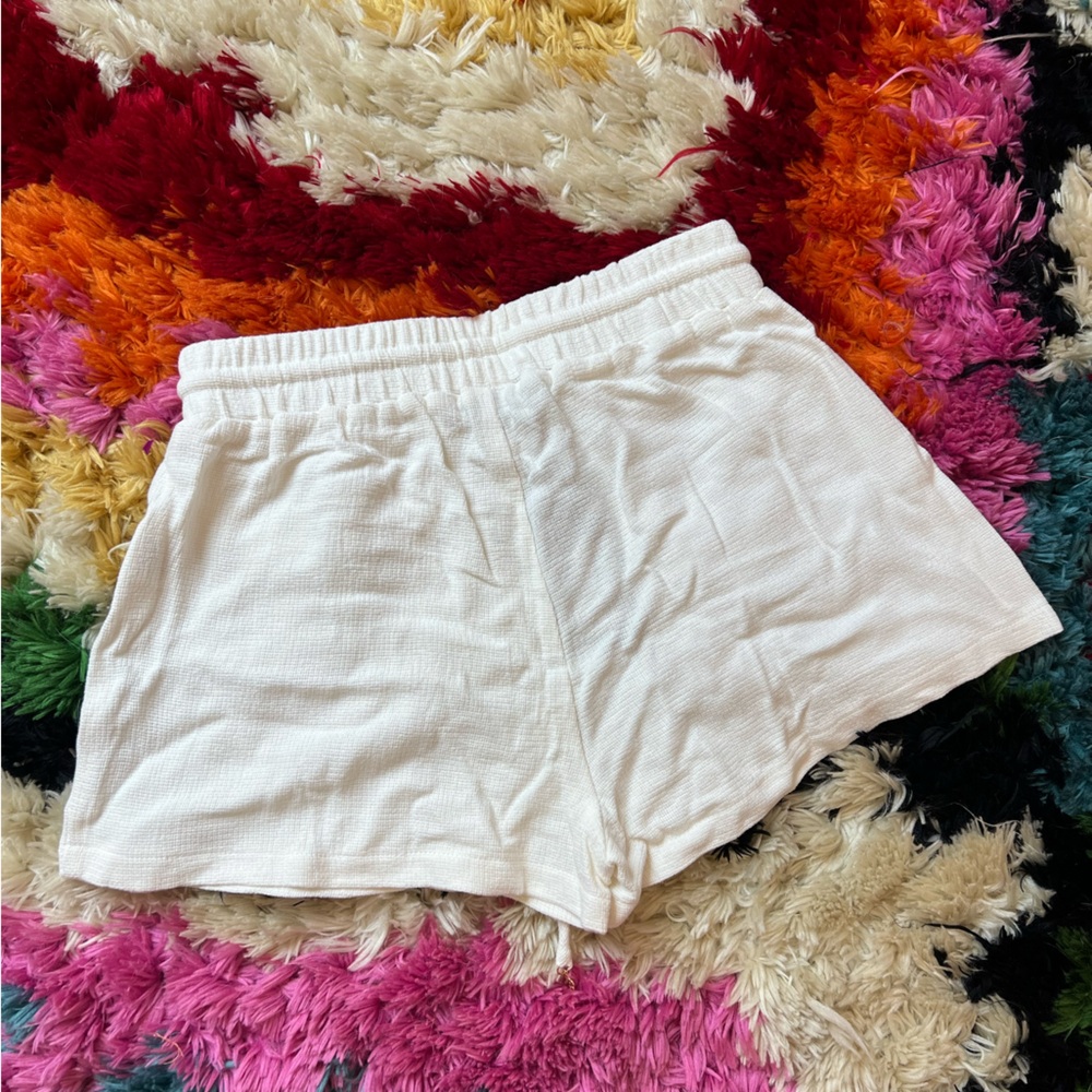 High Waist White Cotton Shorts